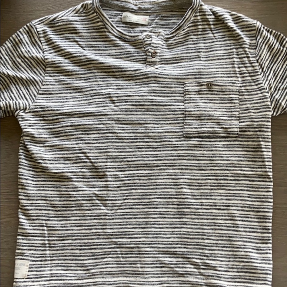 Zara boys  short sleeve striped Henley 11-12